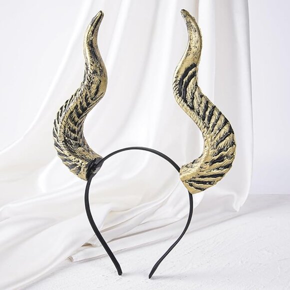 Dark Devil Horns  Gold Headband